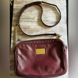 Vintage Michael Kors Wine Red Gold and Leather Strap Bag
